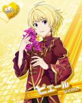  blonde_hair blush character_name dress flower idolmaster idolmaster_side-m pierre_(idolmaster) short_hair violet_eyes 