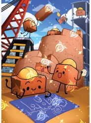  :p blueprint_(object) blush_stickers brick bricky clero_(viprimo) closed_eyes clouds construction_site falling hammer hard_hat helmet holding holding_hammer holding_pencil ladder nail_(hardware) open_mouth original pencil sky stepladder thumbs_up tongue tongue_out watermark yellow_helmet 