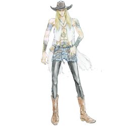  1boy arm_tattoo badge belt black_hat black_leggings black_nails blonde_hair blue_tattoo boots bracelet chin_strap cowboy cowboy_boots cowboy_hat denim denim_shorts fate/grand_order fate_(series) full_body game_cg hand_in_pocket hat highres holstered jewelry leggings long_hair looking_at_viewer male_focus medallion necklace official_art open_clothes open_vest orange-tinted_eyewear sho-u_tajima shorts shoulder_tattoo skull_ornament solo standing stomach_tattoo sunglasses tachi-e tattoo tezcatlipoca_(fate) tezcatlipoca_(wild_gunman)_(fate) third-party_source tinted_eyewear transparent_background vest white_vest wide_brim 