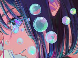  1girl black_hair crying highres medium_hair original portrait profile richard_(ri39p) solo tears violet_eyes 