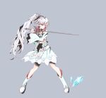  1girl bakuma long_hair ponytail rapier rwby solo sword weapon weiss_schnee white_hair 