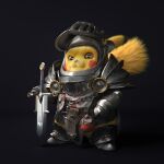  3d armor belt brown_eyes chain clothing_request coat_of_arms evgeniy_aleshechkin furry grey_background helmet highres knight looking_at_viewer pikachu pokemon pokemon_(creature) potion simple_background solo solo_focus sword tagme tail weapon yellow_fur zbrush 