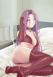  1girl absurdres bangs breasts fate/stay_night fate_(series) forehead highres large_breasts long_hair looking_at_viewer medusa_(fate) medusa_(rider)_(fate) parted_bangs purple_hair quatthro sidelocks very_long_hair violet_eyes 