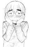  bad_id blush glasses hands_on_face hands_on_own_face hourou_musuko monochrome open_mouth sawa_jaaji school_uniform smile 