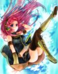 blue_eyes boots falling geroro hand_on_headphones headphones headset megurine_luka pink_hair solo thigh-highs thighhighs traditional_media vocaloid watercolor_(medium) 