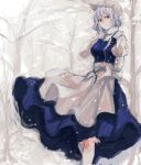  bad_id blue_dress dress hat letty_whiterock minase_(mmakina) minase_(pixiv) short_hair snow snowing solo touhou white_hair 