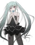  bad_id dress flower hatsune_miku inst long_hair red_eyes strapless_dress twintails very_long_hair vocaloid 