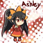 ashley black_hair bunny chibi dress jinnouchi_akira pantyhose rabbit red_eyes solo standing stuffed_animal stuffed_toy twintails warioware 