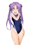  blue_eyes blush hair_ribbon hiiragi_kagami ishikei jpeg_artifacts long_hair lucky_star photoshop purple_hair ribbon simple_background solo twintails 