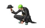  blazblue gif green_hair hat hazama official suit 