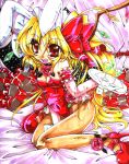  bare_shoulders blonde_hair bunny_ears bunny_girl bunnysuit flandre_scarlet pantyhose ponytail rabbit_ears red_eyes short_hair side_ponytail tanono touhou wings wrist_cuffs 