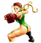  beret blonde_hair blue_eyes braid breasts cammy_white capcom fingerless_gloves gloves hat ikeda_tonoimo leotard long_hair solo street_fighter tonoimo twin_braids 