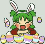   :d ^_^ animal_ears blush rabbit_ears easter easter_egg green_hair koiwai_yotsuba open_mouth quad_tails smile yotsubato!  