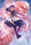  clouds highres hood kumoi_ichirin lavender_hair nokishita pantyhose purple_eyes short_hair touhou unzan violet_eyes 