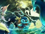  battle bulbasaur electricity glowing glowing_eyes goggles gorebyss group_battle huntail kingdra mantine no_humans octillery pikachu piplup pokemon pokemon_(creature) pokemon_mystery_dungeon protect sharpedo starmie torchic torio_(mocd1985) water 