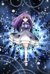  apo bad_id blue_hair dress frederica_bernkastel highres purple_eyes ribbon socks tail umineko_no_naku_koro_ni violet_eyes 
