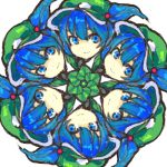  blue_eyes blue_hair face hat kaleidoscope kawashiro_nitori kitsune_(ay_nagi) kitsune_(kazenouta) lowres short_hair smile touhou twintails 