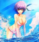  as123dfg666 ayane ayane_(doa) bikini dead_or_alive gaku_daichi headband purple_hair red_eyes short_hair submerged swimsuit water wink 