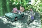  driving highres kochiya_sanae momokan_(pixiv) moriya_suwako motor_vehicle scooter touhou vehicle yasaka_kanako 