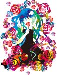  closed_eyes dress flower gradient_hair hatsune_miku ichi_miri multicolored_hair rose vocaloid 