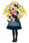  1girl alternate_costume bandages bandaid blonde_hair blue_dress blue_eyes bow dress earrings fate_(series) hair_bow high_heels highres holding holding_stuffed_toy jewelry long_hair lord_el-melloi_ii_case_files pantyhose reines_el-melloi_archisorte smile solo stuffed_animal stuffed_toy teddy_bear whaaa000 