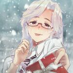  crying crying_with_eyes_open farfromanimation(far) glasses original red_eyes snowing tears white_hair 