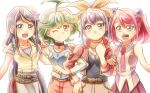  4girls blue_eyes bracelet_girls breasts green_eyes green_hair highres hiiragi_yuzu kurosaki_ruri long_hair multiple_girls pink_hair pochi_akari ponytail purple_eyes purple_hair quadruplets rin_(yuu-gi-ou_arc-v) serena_(yuu-gi-ou_arc-v) siblings sisters yellow_eyes yu-gi-oh! yu-gi-oh!_arc-v yuu-gi-ou yuu-gi-ou_arc-v 