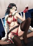  alcohol bikini christmas girls_frontline hakugin006 highres python_(girls&#039;_frontline) red_bikini swimsuit wine 