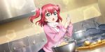  blush green_eyes jacket kurosawa_ruby love_live!_school_idol_festival_all_stars pink_hair short_hair 