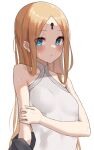  1girl abigail_williams_(fate) absurdres bangs bare_shoulders blonde_hair blue_eyes blush breasts fate/grand_order fate_(series) forehead highres kopaka_(karda_nui) long_hair looking_at_viewer parted_bangs small_breasts solo 