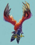  animal_focus beak bird closed_mouth commentary_request full_body grey_background looking_down no_humans pecohophop pokemon pokemon_(creature) talonflame talons 