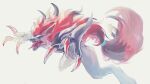  blue_eyes blurry claws commentary_request hair_tie no_humans open_mouth pecohophop pokemon pokemon_(creature) sharp_teeth solo teeth tied_hair tongue tongue_out zoroark 
