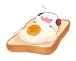 7mb_yut :3 :p artist_name bread chibi closed_eyes commentary food food_focus horns league_of_legends no_humans poro_(league_of_legends) simple_background sleeping sunny_side_up_egg toast tongue tongue_out white_background zzz 