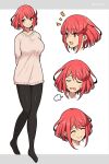  1girl alternate_costume bangs breasts closed_eyes expressions highres large_breasts mochimochi_(xseynao) open_mouth pyra_(xenoblade) red_eyes redhead short_hair smile solo swept_bangs xenoblade_chronicles_(series) xenoblade_chronicles_2 