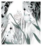  androgynous crying crying_with_eyes_open flower fog frost_fog highres long_hair original plant tearing_up tears white_hair 