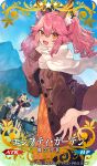  3girls animal_ears atalanta_(fate) bangs blonde_hair cellphone coat fate/grand_order fate_(series) green_eyes hat long_hair looking_at_viewer multiple_girls official_art phone pink_hair ponytail scarf shugao skirt smartphone suzuka_gozen_(fate) tail tamamo_(fate) tamamo_no_mae_(fate/extra) tent twintails yellow_eyes 
