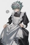  1boy alternate_costume apron bangs black_dress blue_hair cocaduel dress enmaided feet_out_of_frame frills gradient_hair highres johan_andersen long_sleeves maid maid_apron maid_headdress male_focus multicolored_hair puffy_sleeves short_hair sidelocks solo white_apron yu-gi-oh! yu-gi-oh!_gx 