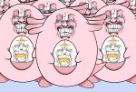  blue_background blue_eyes chansey christopher_columbus_(fate) egg fate/grand_order fate_(series) full_body highres looking_up misomackerel no_humans open_mouth paper parody pokemon pokemon_(creature) simple_background standing star_(symbol) teeth tongue tongue_out what yellow_eyes 