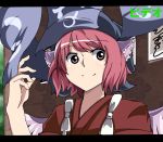  food_stand head_scarf japanese_clothes letterboxed meno~n mystia_lorelei okamisty pink_hair purple_eyes short_hair smile solo tasuki touhou violet_eyes yatai 