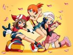  3girls haruka_(pokemon) hikari_(pokemon) kasumi_(pokemon) pokemon smile wink 