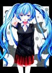  bandaid blood blue_eyes blue_hair hatsune_miku long_hair nakatanbo nosebleed pointing rolling_girl_(vocaloid) skirt twintails very_long_hair vocaloid 