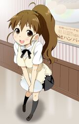  brown_eyes brown_hair mattaku_mosuke ponytail skirt taneshima_popura working!! 