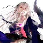  flower hairband long_hair mouth_hold red_eyes rozen_maiden suigintou tears white_hair wings 