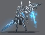  highres shirogane_usagi simple_background sword weapon wings 