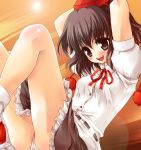  brown_hair dress_shirt hat panties shameimaru_aya shirt short_hair skirt solo tirumu tokin_hat touhou underwear 