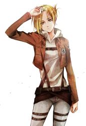  1girl annie_leonhardt blonde_hair highres jacket kenao shingeki_no_kyojin short_hair solo 