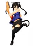  cat_ears cat_tail guitar highres iga_tamaki instrument k-on! nakano_azusa shorts solo tail thigh-highs thighhighs 