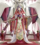  duplicate fantasy highres long_hair mecha original purple_hair robe solo sword tomo_(machinemess) weapon yellow_eyes 