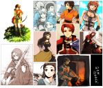  big_breasts black_eyes black_hair bow_(weapon) brown_eyes brown_hair camus_(suikoden) cape character_request cleavage clive_(suikoden) female flik gun hat headband hood long_hair male morisuke oulan pointy_ears quiver red_eyes redhead short_hair suikoden suikoden_ii 