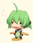  :o ahoge blush boots chibi fl-chan fl_studio green_hair headset open_mouth simple_background uruido 